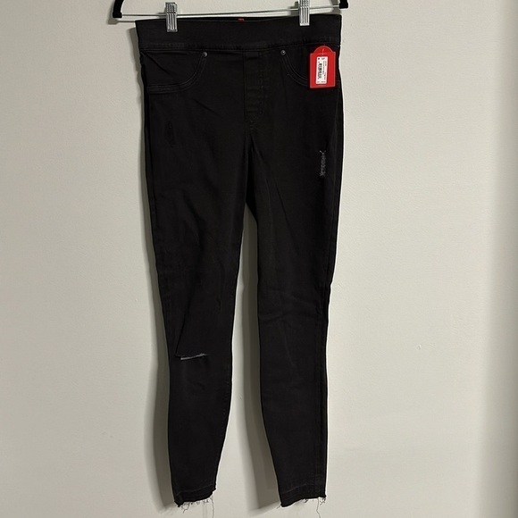 SPANX Distressed Denim Legging VTG Black 20213R Pull On Stretch Jegging Pant S/P - Picture 2 of 13